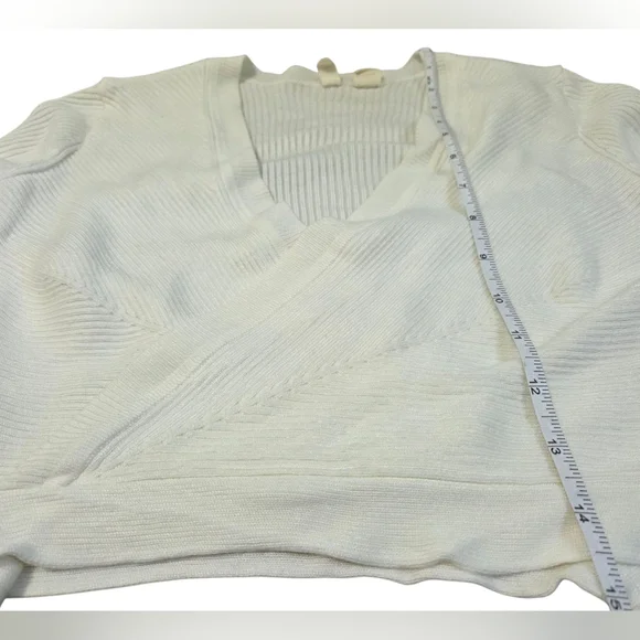Anthropologie Cream Ribbed Knit Fabric Wrap Cardigan, Moth Brand - Picture 4 of 5